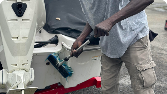 Cleaning Detailing Canvas at Kelley Marine Center