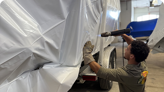 Shrink Wrapping at Kelley Marine Center